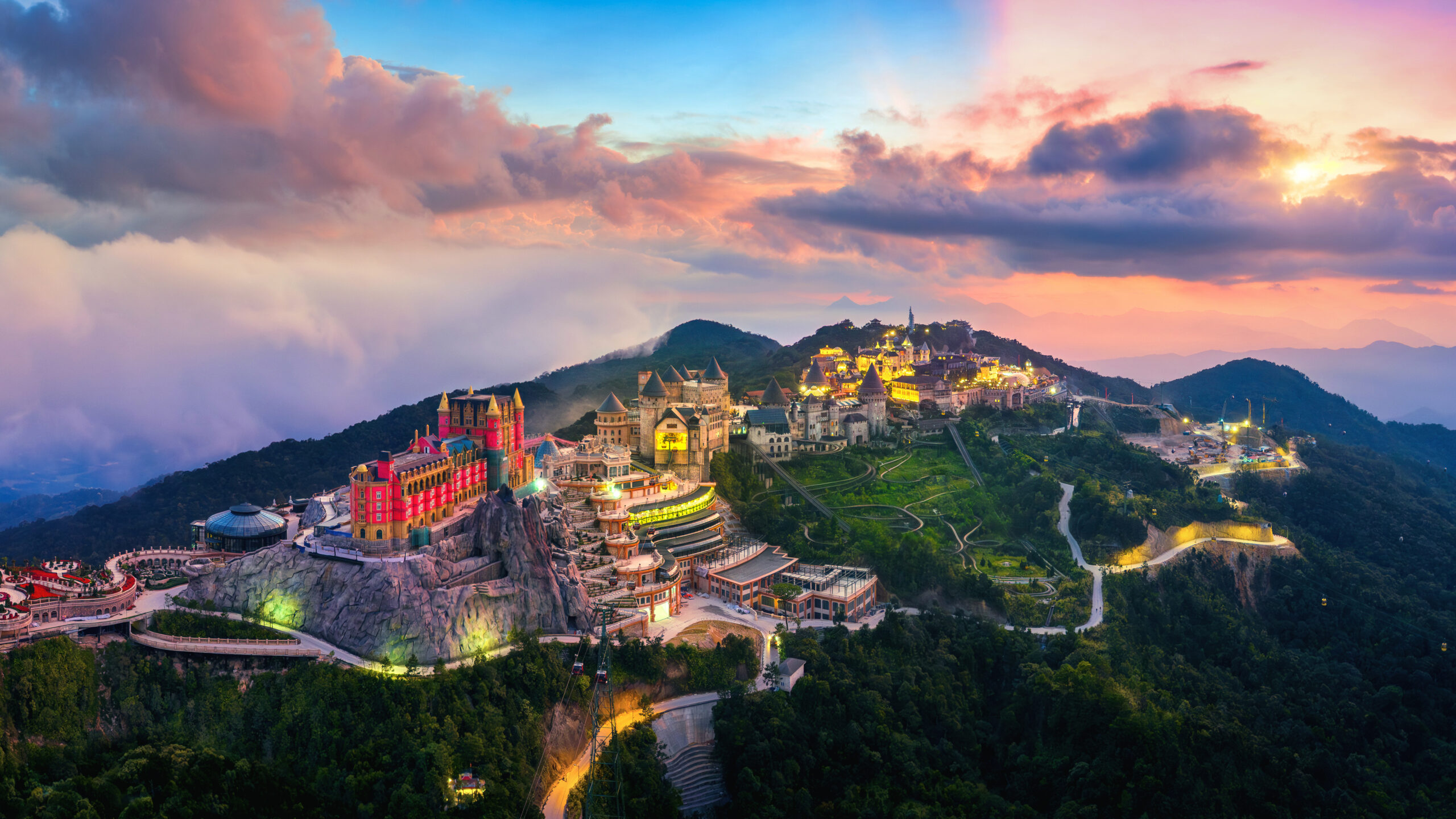 panorama view of French village in Ba Na Hills, Da Nang, Vietnam