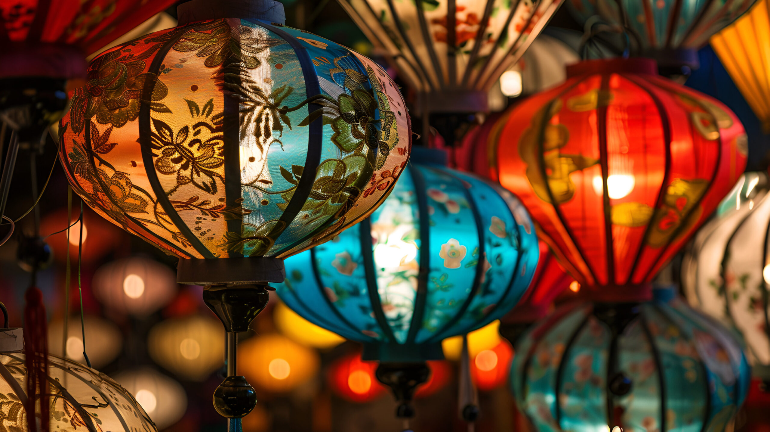 colorful glowing lanterns