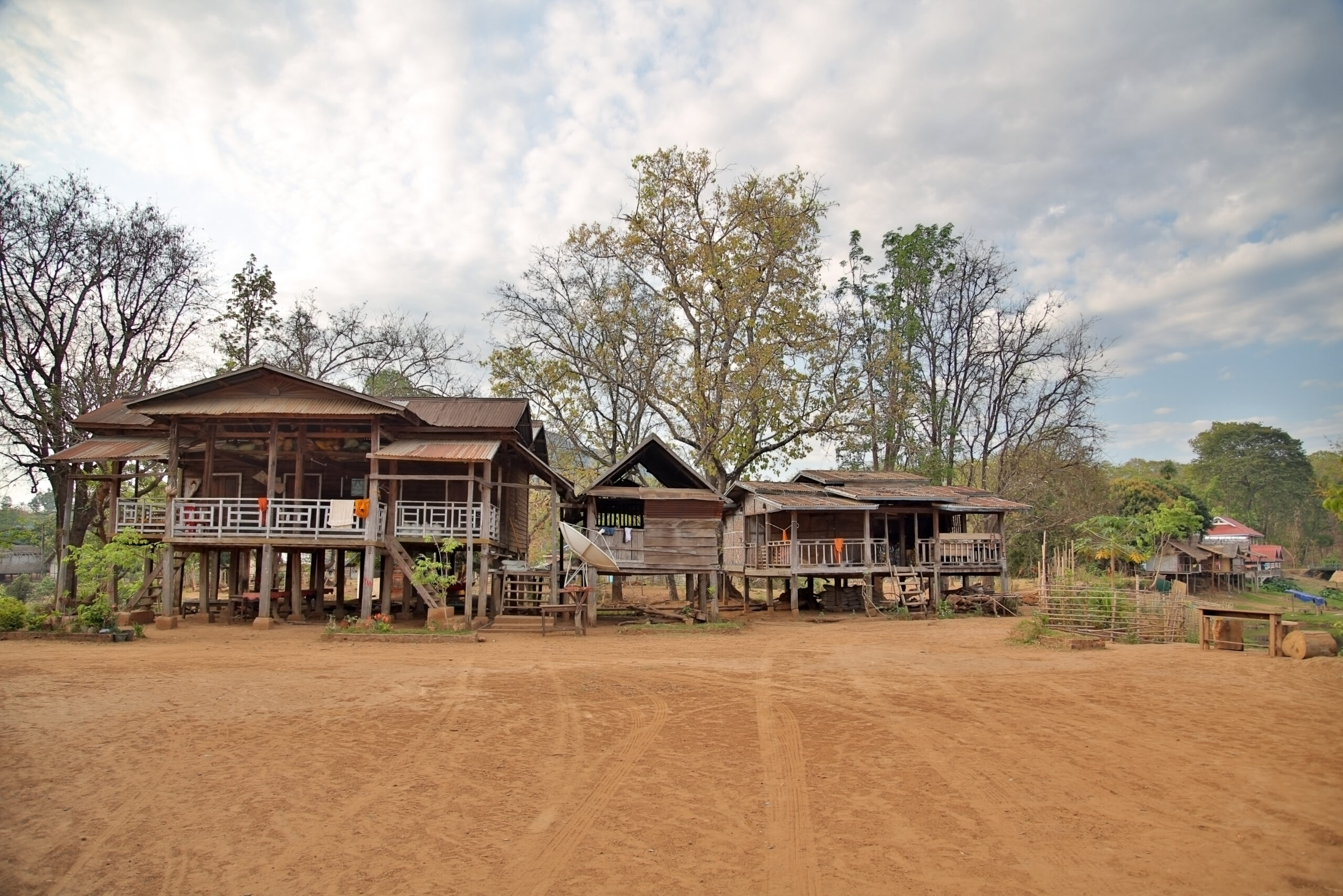 village home around coffee planted Bolaven Plateau, Pakse, Laos