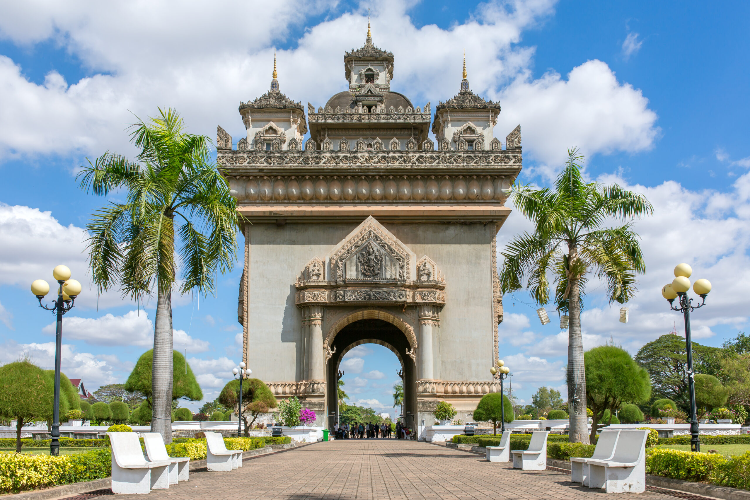 front view Patuxai Monument in Vientiane, Laos
