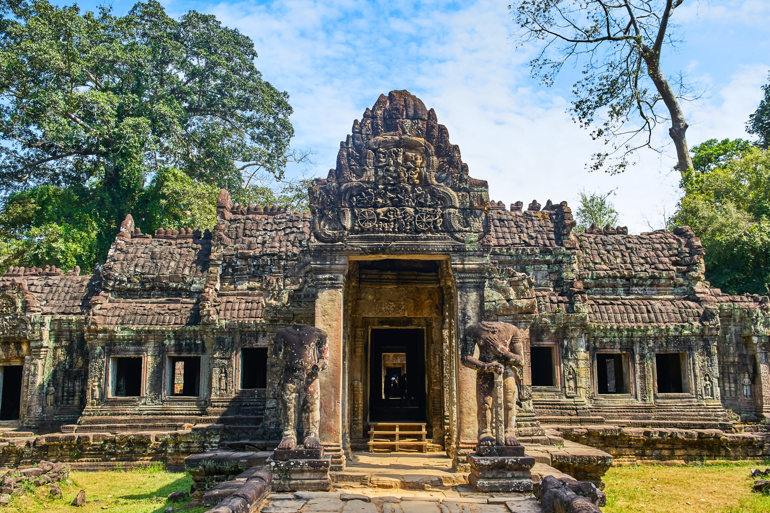 front entrance view of Preh Khan temple, Siem Reap, Cambodia
