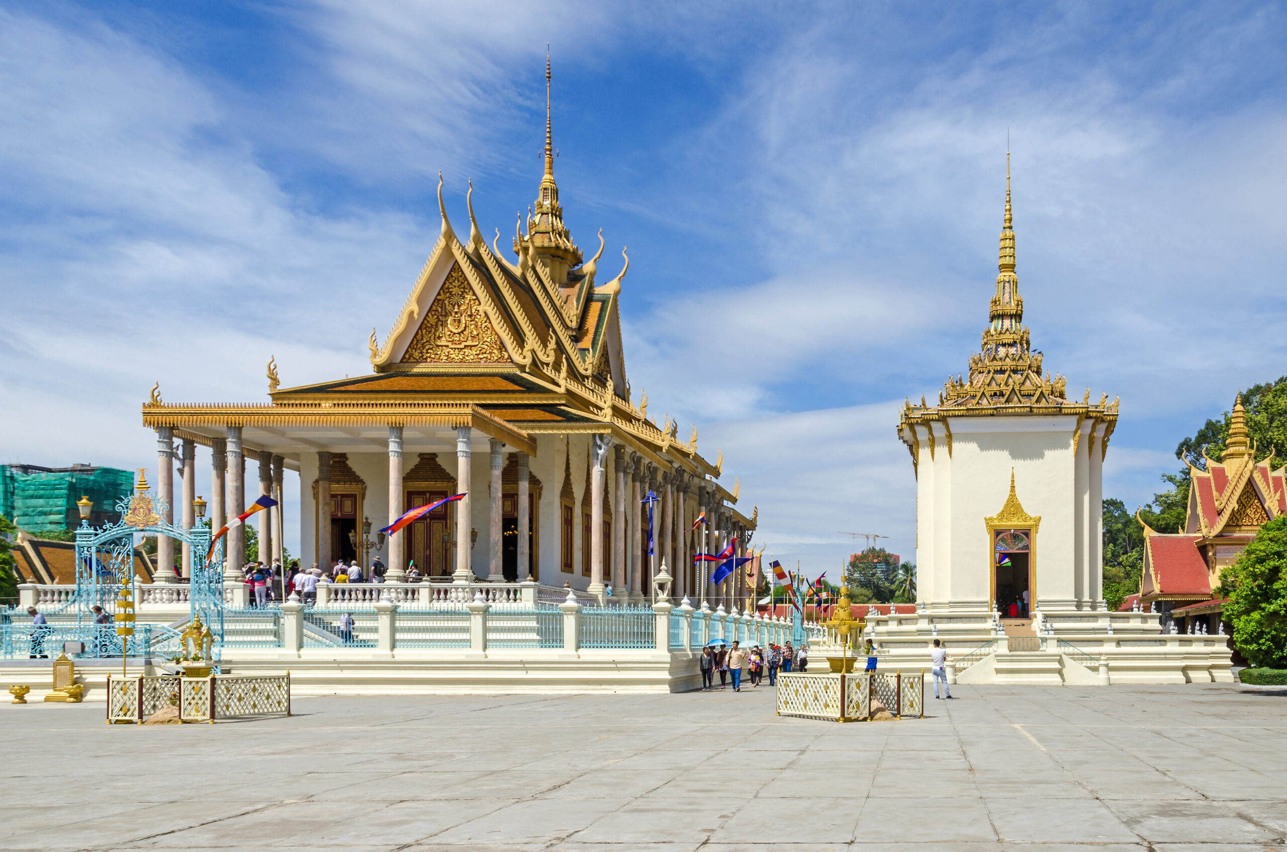 temple of the Emerald Buddha and the Library in a compound of the Silver Pagoda, Royal Palace in Phnom Penh