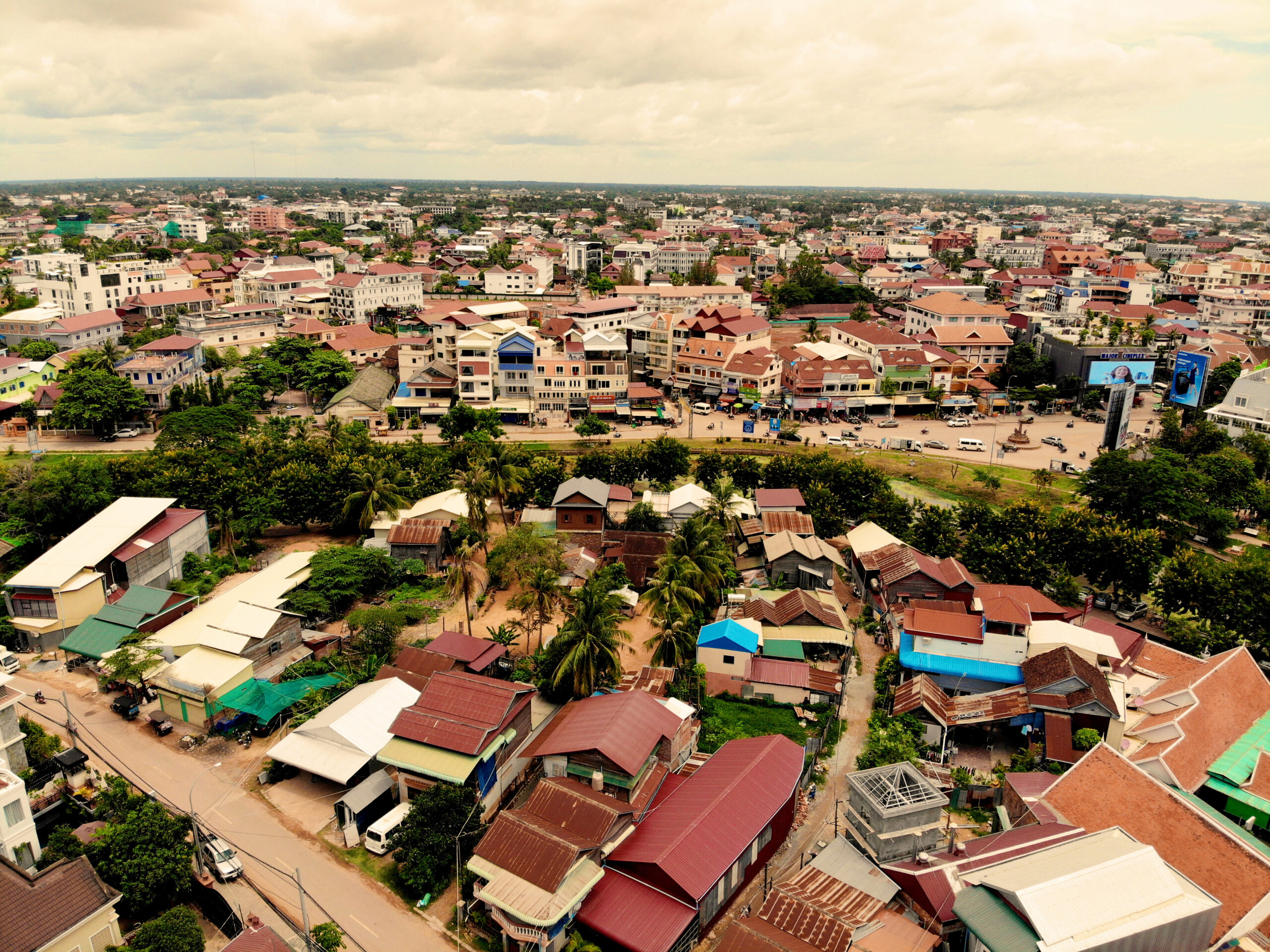 aerial view of Siem Reap, Cambodia