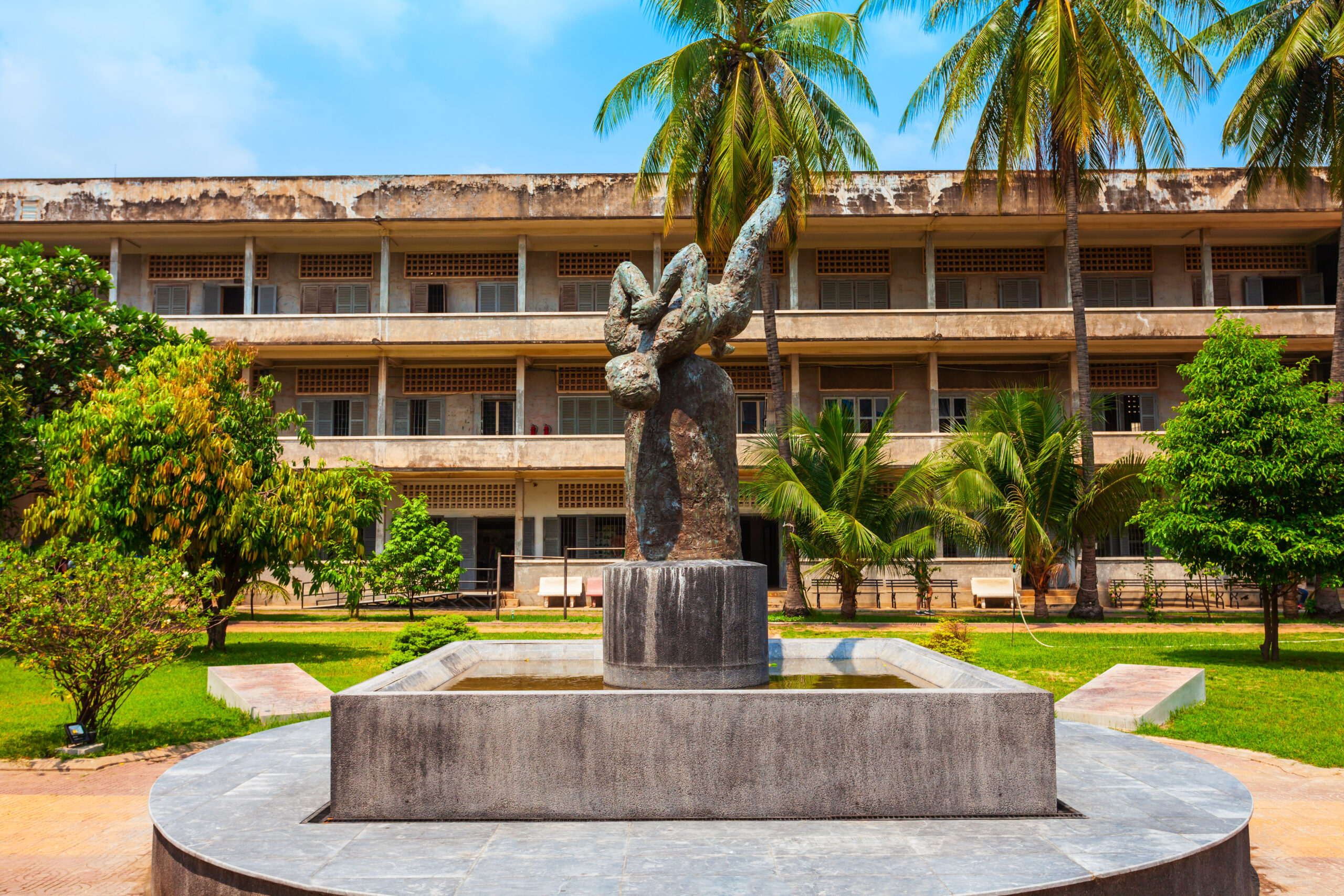 fountain inside Tuol Sleng Genocide Museum (S21)