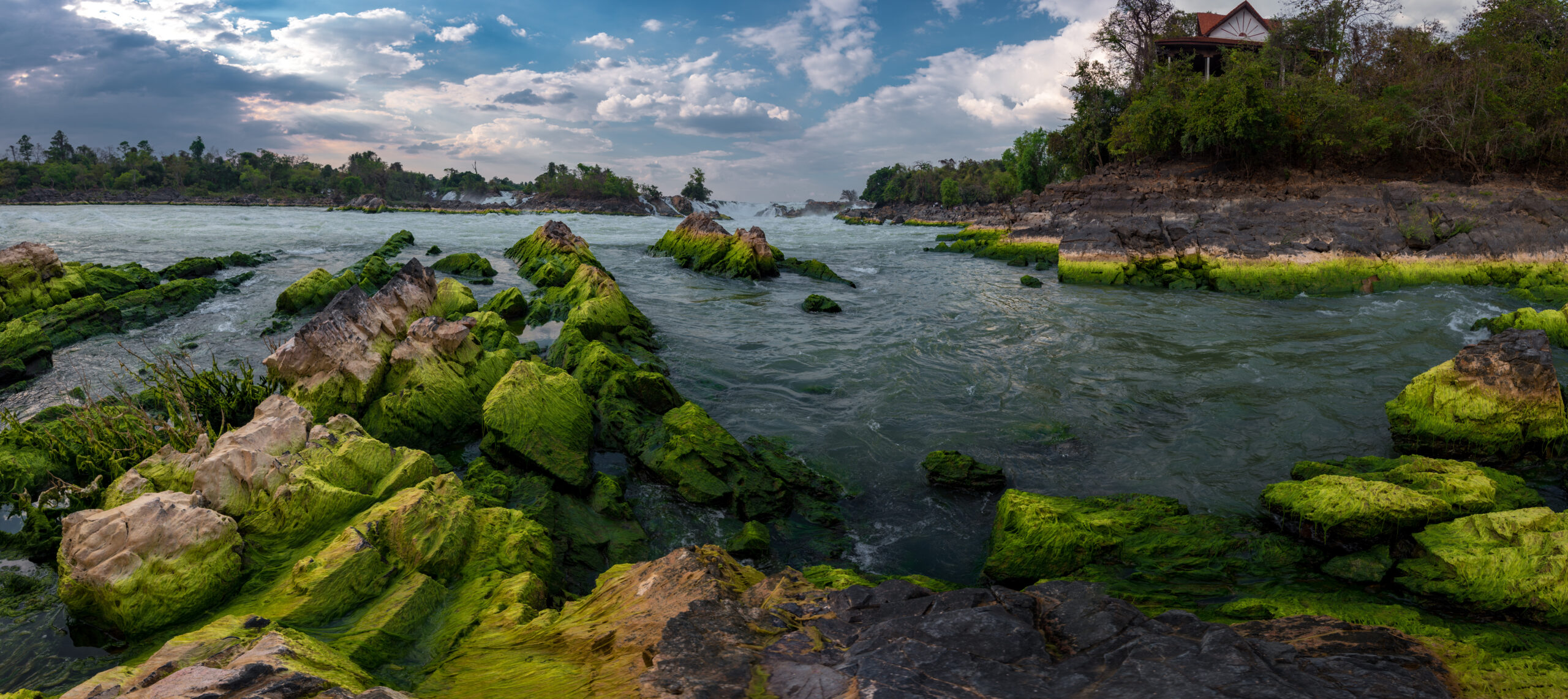 panorama view of Khone Phapheng Falls. Waterfall in Don Det and Don Khon, Laos.