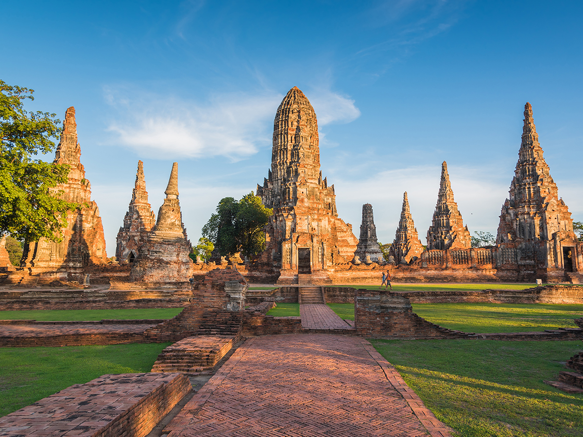 Ayutthaya Historical Park ancient temples and prangs Thailand