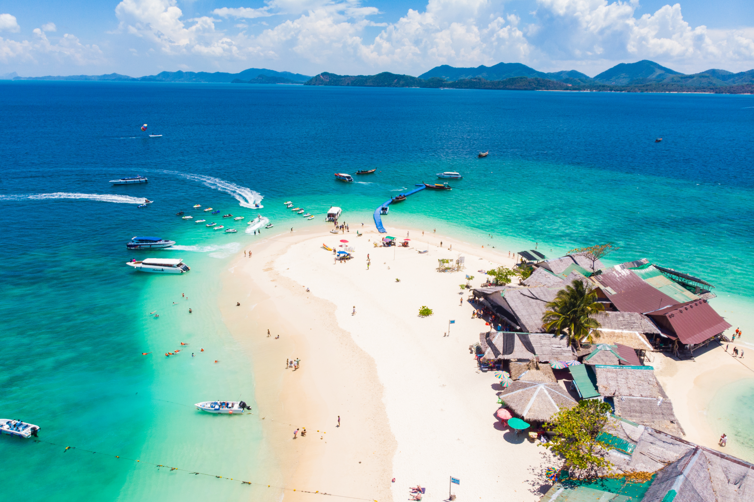 Top view of tropical island with white sandy beach , Khai island, Phuket, Thailand