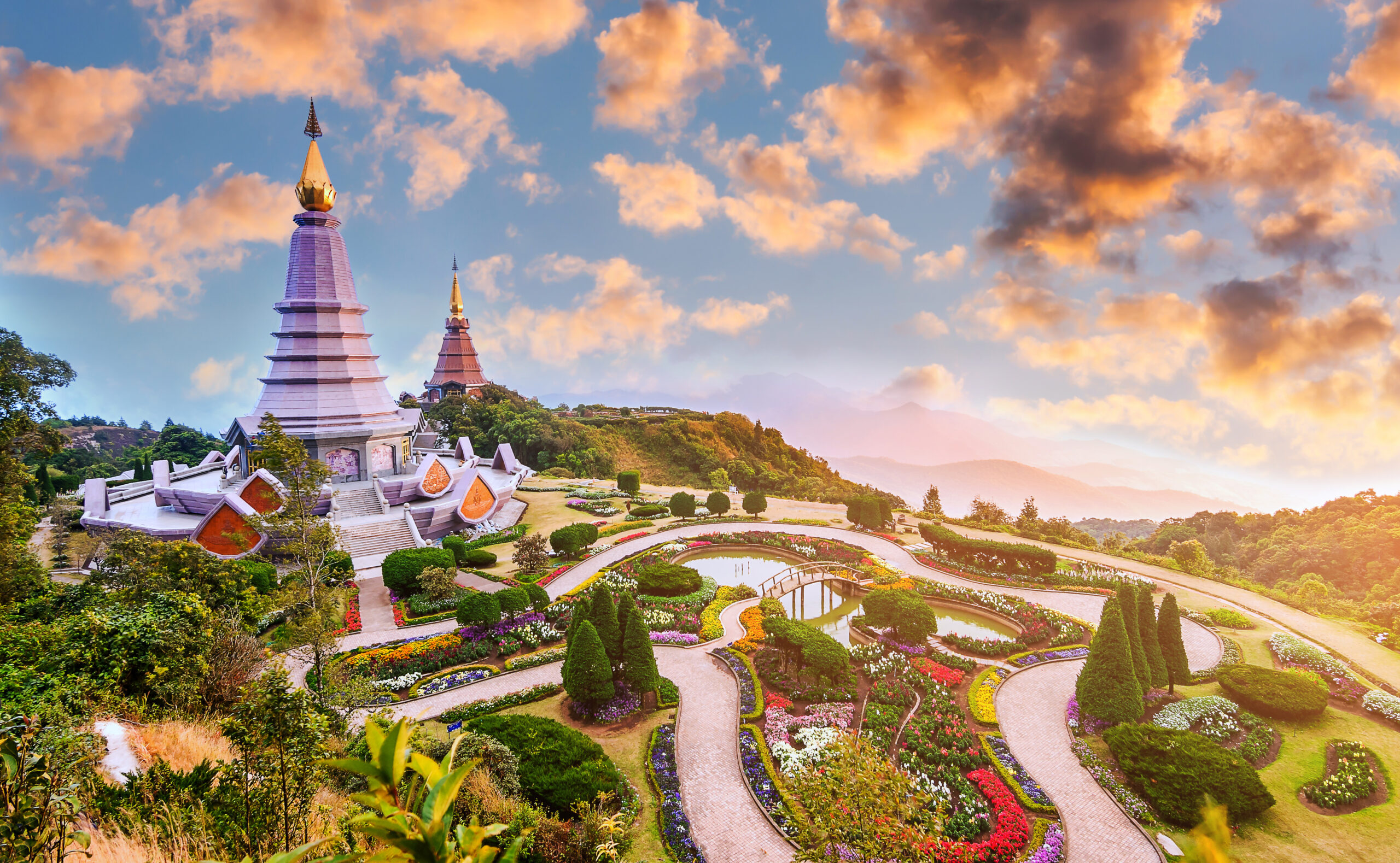 Landscape pagoda in doi Inthanon national park in Chiang Mai, Thailand