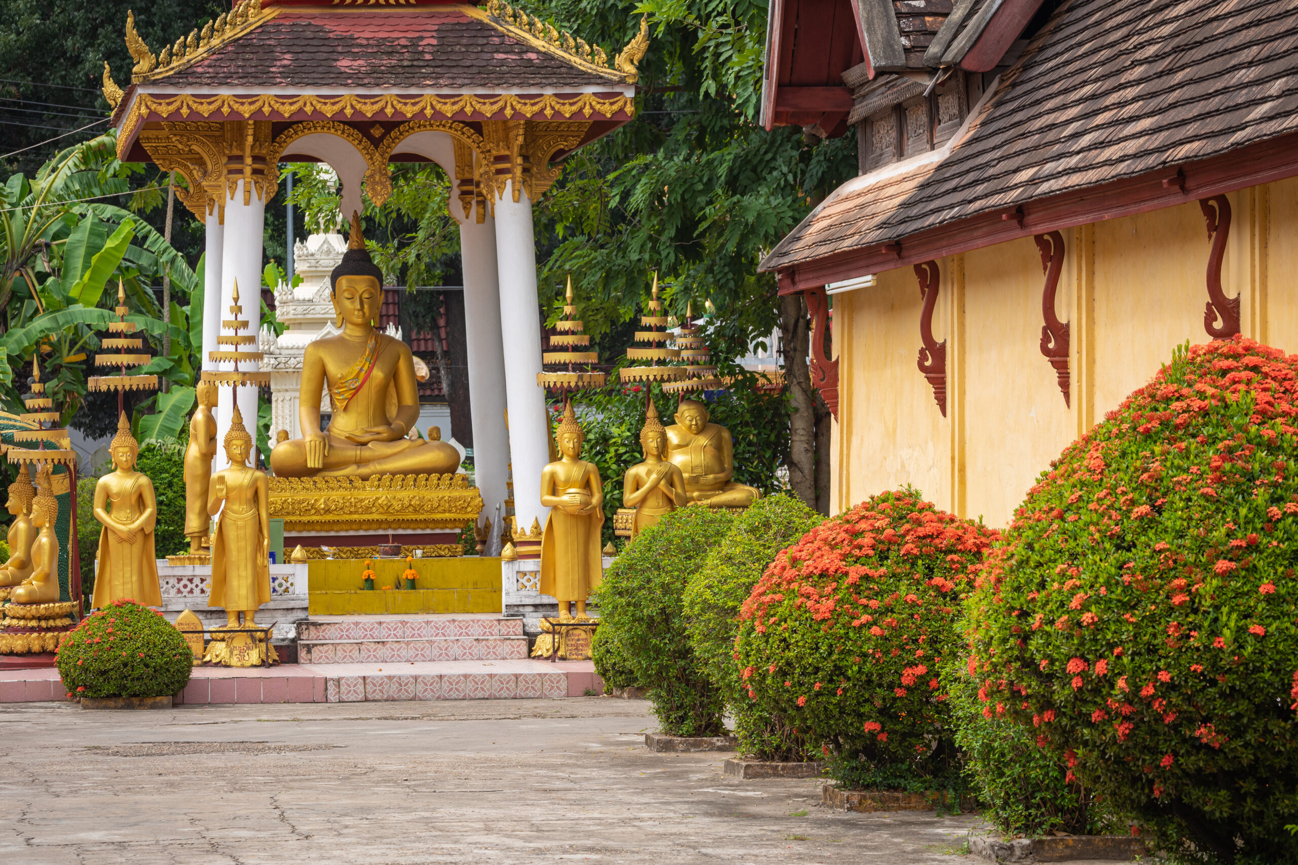 Wat Sisaket Temple in Vientiane city Old architecture and buddha statues in Vientiane, Laos